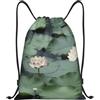 Generic Zaino con Coulisse Black Lily Pads Sacchetta Sportiva Leggero Sportiva Zainetto Pieghevole Drawstring Backpack per Vacanze Scuola Unisex