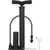 MEMOFYND 1 pompa per bicicletta con 1 punta d'aria supplementare, pompa per pneumatici portatile, mini pompa con ago, adatta per bici da corsa, mountain bike, ibrido (nero)