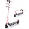 E-RIDES E-RIDES Monopattino Elettrico Bambini, Manubrio Regolabile 86-99cm, Motore 130W 3 Velocità 8-14 km/h, Autonomia fino a 8km, Display LED & Luci, Pneumatici 6,5 Pieni, per Bambini 3-12 Anni (Rosa)
