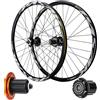 ZXGSXIOU Set di ruote per mountain bike da 24/26/27,5/29 pollici, cerchi in lega di alluminio, 32 fori, freni a disco, sgancio rapido anteriore e posteriore, nere, per cassetta a 7-11 velocità (Colore: A, Mis