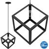 BAKAJI Lampadario Lampada Sospensione Cubo 28cm Design Moderno Paralume Metallo Nero