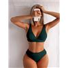NONE 2024 Nuovo Sexy Con Scollo A V A Coste Bikini A Vita Alta Costume Da Bagno Delle Donne Solido Push Up Costumi Da Bagno Femminile Costume Da Bagno Bikini Set Beachwear