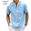 ANIMAL GAME T-shirt a maniche corte in cotone da uomo estivo tinta unita colletto alla coreana camicia pullover ampia maglietta sottile morbida e confortevole con bottoni
