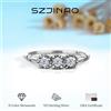szjinao Anello di lusso con tre pietre e 3 pietre Moissanite Anello di fidanzamento in argento 925 con colore D Anelli in argento placcato oro 18 carati Commercio all'ingrosso da donna