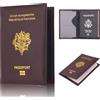 CEXIKA Custodia protettiva per passaporto in PU di alta qualità Porta carte di credito Documento di viaggio Portafoglio per passaporto francese per uomo e donna