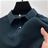 NONE Camicia POLO da uomo nuova business casual a maniche corte con fiore in osso tinta unita moda traspirante comoda estate versatile Top