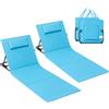 SONGMICS Set di 2 Sdraioli da Spiaggia, Lettino, Cuscino, Schienale Inclinabile, Portatile con Maniglia, per Campeggio Giardino Piscina, 158 x 55 cm, Azzurro Cielo/Grigio Ardesia