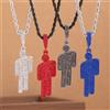 NONE Collana da uomo con ciondolo con strass a forma di cartone animato di lusso alla moda, pendenti unisex hip-hop alla moda, catena di blocco con pietre preziose all'ingrosso da donna