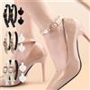 okdeals 1 paio di scarpe con tacco alto con perle decorative, fascia regolabile con fibbia, lacci da donna, cinturini con tacco antigoccia e anti-allentamento