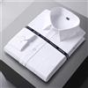 NONE Camicia Formale da Uomo a Maniche Lunghe, Tinta Unita, Elegante per Ufficio, con Taschino, Blu e Bianca, Abbigliamento Maschile S-5XL