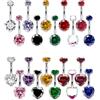 NONE Anelli per ombelico multiforma in acciaio chirurgico da 10 pezzi (palla + cuore 6 colori), gioielli penetranti da donna alla moda, set di piercing per il corpo gotico