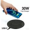 NONE Base di Ricarica Wireless Veloce da 30W per Samsung Galaxy S25 S24 S23 S22 Xiaomi iPhone 17 16 15 14 13 Pro Max