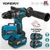Yofidra Trapano Avvitatore a Impulsi Elettrico Brushless YOFIDRA 900N.M 13mm, Utensile Elettrico a Batteria per Legno, Compatibile con Batteria Makita 21V