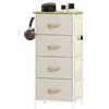 HOMCOM Comò HOMCOM a 4 cassetti in tessuto, mobile contenitore con 4 tasche, 2 ganci, struttura in acciaio, chiffon per soggiorno, ch