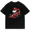 MINISO Disney Snoopy F1 Racing Anime T-shirt da donna Divertente stampato Moda estiva T-shirt casual in cotone T-shirt da moto a maniche corte