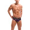 NONE Costume da bagno da uomo sexy con stampa geometrica artistica al neon, pantaloncini casual da spiaggia e surf, slip da uomo elasticizzati e confortevoli, bikini sexy