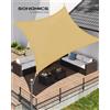 SONGMICS Vela Parasole 3 x 4 m, Tenda da Sole in Tessuto HDPE, Permeabile all'Aria e all'Acqua, per Terrazza, Giardino, Balcone, Campeggio, Rettangolare, Concava, Corde da 2 m, Giallo Sabbia