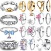 NONE Anello in Argento Sterling 925 Originale con Fiocco Colorato, Perla, Ape, Fiore e Cristallo per Donna, Regalo di San Valentino o Compleanno