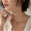St.delan Collane Trendy Placcate Oro 14K con Catena a Spina di Serpente da Donna, Impermeabili, Minimaliste, Girocollo da 35cm, Gioielli a Spina di Pesce Piatta da 2/3mm
