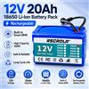 Rscrola Batteria al Litio 12V 20Ah 18650 Ricaricabile con BMS Intelligente Integrato per Barche da Pesca, Luci da Campeggio, Utensili Elettrici, Alimentazione di Backup Fai-da-Te