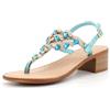 QUEEN HELENA Sandali Gioiello Infradito con Tacco Basso con Strass Eleganti Donna Y6024 (Blu, Sistema Taglie Calzature EU, Adulto, Donna, Numero, Media, 39)