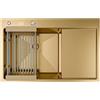 ANW HOME Lavello Cucina 1 Vasca Lavandino Cucina da Incasso con Gocciolatoio Acciaio Inox 304 78 x 50L cm Oro PVD Rivestimento Nano Spessore 3,0+1 mm con Sifone, Dispenser e Cestello