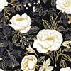 ANLIKY-Pro Carta da Parati Fiori Oro Bianco Fondo Scuro,Carta Adesiva Peonia Vintage Elegante,Pellicola Decorativa Mobili Armadi,44x600cm,Ideale per Cucina Bagno Soggiorno Camera da Letto
