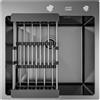 ANW HOME Lavello Cucina 1 Vasca Acciaio Inox 50x50 cm Senza Gocciolatoio, Grafite PVD con Rivestimento Nano, Spessore 3,0+1 mm, Profondità 22 cm, con Sifone