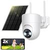 SEHMUA Telecamera Wi-Fi Esterno Senza Fili con Pannello Solare, 2K 360° PTZ | Videocamera Sorveglianza Esterno a Batteria, Visione Notturna A Colori, Rilevamento PIR, Allarme, Audio Bidirezionale, IP66