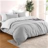 Dreamzie - Copripiumino Matrimoniale 200x220 cm + 2 Federe 80x80 cm | Reversibile · Sacco Piumino · Grigio Chiaro/Bianco · Microfibra Ultra Morbida · 3 Pezzi · Chiusura con Cerniera · OEKO-TEX