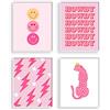 heilkee Preppy Room Decor Estetica Hot Pink White Wall Art for Teen Girls camera da letto rosa college dormitorio poster decorazione da parete alla moda (senza cornice, 20,3 x 25,4 cm)