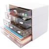 ASelected Organizer da scrivania impilabile con 7 cassetti, piccola unità portaoggetti in plastica con cassetti in plastica, per collezione casa, trucco, forniture per ufficio, bianco