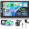 Hodozzy 8 Core 4GB+64GB Autoradio Android 2 Din con Wireless Carplay Android Auto, Radio con Touchscreen 7 Pollici Schermo con Navigatore GPS WiFi DSP Bluetooth Mirror Link FM/RDS Tipo C+ Retromarcia