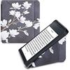 kwmobile Custodia protettiva in ecopelle per e-reader Kobo Libra 2 - Custodia a libro per e-reader in marrone grigio/bianco/grigio scuro - Magnolie