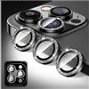 Kucheed Proteggi Obiettivo Fotocamera Glitterato Compatibile con iPhone 15 Pro/15 Pro Max, Adesivi per Copertura Fotocamera in Vetro Temperato, Allineamento Automatico dei Singoli Anelli Metallici