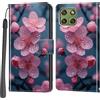 PHINIENLAND Cover per Motorola Edge 70 custodia portafoglio Fiori | 3 scomparti carte, 1 tasca banconote, Chiusura magnetica, Supporto, Pelle PU flip cover per Moto X70 Air