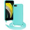 FERLAN Custodia per Samsung Galaxy A22 5G Cover con Cordino,Verde Silicone Antiurto TPU Morbido Case Corda Collana Necklace Regolabile Stylish con Catena Ultra Sottile Cover per Galaxy A22 5G,Menta verde