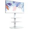 FITUEYES Supporto TV da Pavimento per Schermi da 32-60 Pollici, Mobili Porta TV da Terra con 2 Ripiani Regolabili, Gestione dei Cavi, Portata Max.30 kg, VESA Max. 600 x 400 mm, Bianco