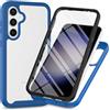 RonRun Cover Samsung Galaxy A27, Antiurto 360 Gradi Full Case con Protezione per Schermo Incorporata, Trasparente Rugged TPU Bumper Doppia Protettiva Case blu