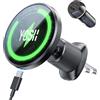 YOSH Supporto Auto Magnetico 15W Mag-Safe con Accendisigari 60W, Ricarica Wireless per Ventilazione, Compatibile iPhone 16~12, Samsung, Dispositivi con Anello Mag-Safe