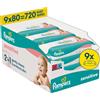 Pampers Sensitive Baby Wipes 9x80 pz
