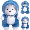 FOSER Orsacchiotto di peluche con costume di pecora, 30 cm, orsacchiotto, supporto emotivo, camice rimovibile, angelo custode rosa, orsacchiotto portafortuna (blu)