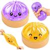 TOGETDREAM Glitter Dumpling Squishy con Cestelli per Vapore ,Mochi Squishy Antistress Con espressioni carine ,Squishys Toy Kawaii a Forma di Raviolo Squishys ,Squeeze Toy Sensoriale per Bambini e Adulti