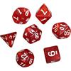 Chessgammon Set di dadi per DND marmorizzati, colore rosso rosa, set di 7 pezzi, dadi da gioco a rotolo, con borsa per dadi