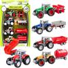 Eymobad Set di trattori in metallo con rimorchio rimovibile, 4 pezzi, trattore da fattoria, robusti modelli di trattore per bambini in metallo/plastica, regalo per bambini dai 3 anni in su