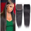 Huarisi 4x4 Transparent Lace Closure Free Part 18 Inch Straight Human Hair Closures for Black Women Sew in Natural Colour Remy Brazilian Hair Soft Can be Dyed