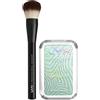 NYX Professional Makeup Illuminante Buttermelt Highlighter 20 Butta Mint in Polvere Sfumabile Stratificabile Finish Perlato + Pennello Viso Pro Brush Buffing Multiuso Professionale - Set da 2