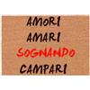 Social crazy Tappeto zerbino personalizzato - AMORI AMARI SOGNANDO CAMPARI - cocco naturale ideale per ingressi (60X40 CM)