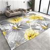 AUWUUA Tappeto fiori bianchi e gialli, 80x180 cm, lavabile, moderno, antiscivolo, per interni, per camera da letto, ingresso, cucina, appartamento