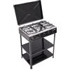 MELAQULY Stufa a gas, 5 fuochi con piano cottura a gas, 2 ripiani, forno a gas naturale da 2,5 KW con 5 manopole per cucina e esterni, 64 x 44,5 x 16,5 cm (nero)